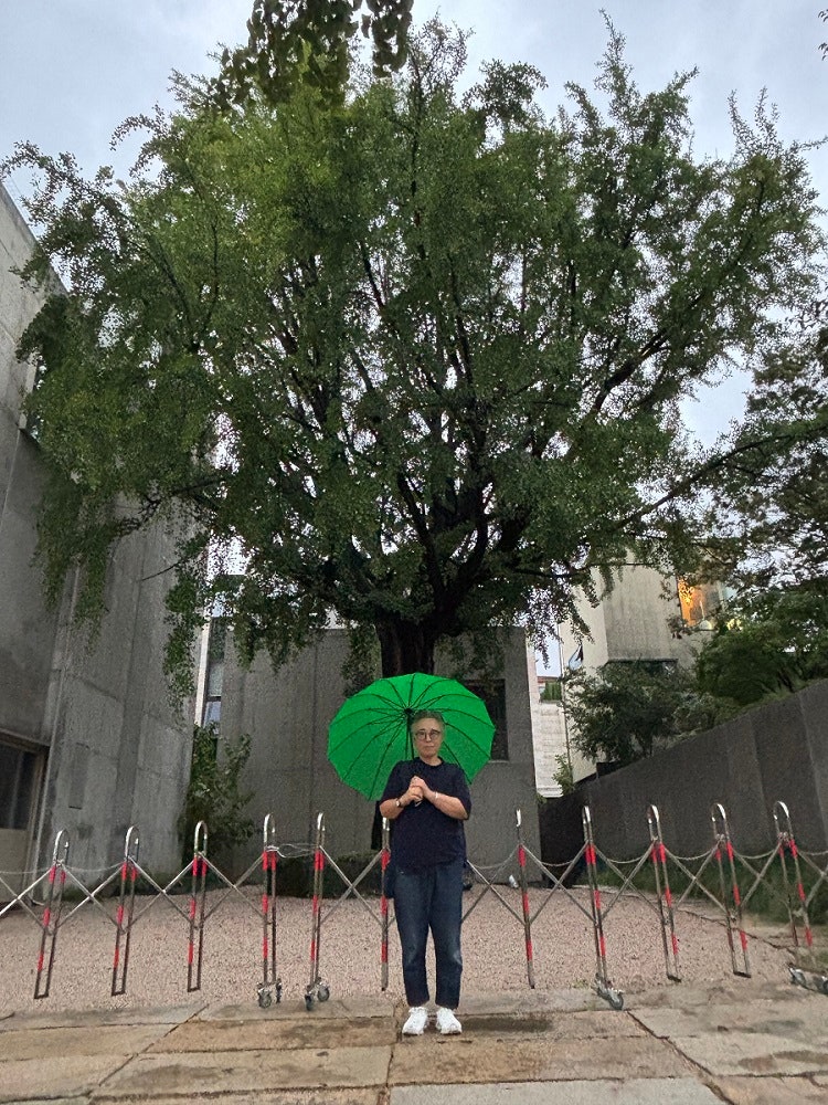 인터뷰하는 날 종일 비가 내렸다. 심채선이 동네에서 제일 좋아하는 나무 앞에서. (촬영-고주영)    
