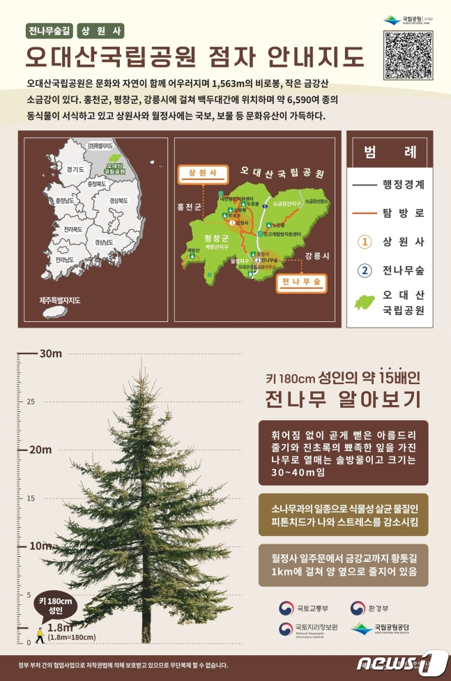 국토부 국토지리정보원 '오대산 국립공원 점자 안내 지도' 제작