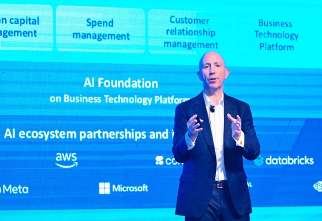 Scott Russell, SAP Chief Revenue Officer (CRO), giving a speech at 'SAP Now Korea' held at Grand Intercontinental Seoul Parnas on the 9th./Photo provided by SAP Korea