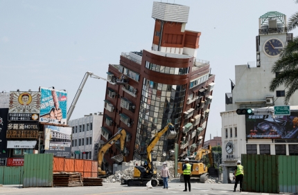 지난 4월 3일 대만 화롄현에서 발생한 7.2 강진으로 건물이 심각하게 기울어진 모습. 기사 내용과 무관한 참고 이미지. /사진=뉴스1