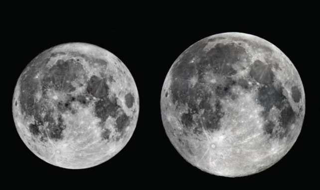 Photo comparing the smallest mini-moon to the largest supermoon/ Korea Astronomy and Space Science Institute