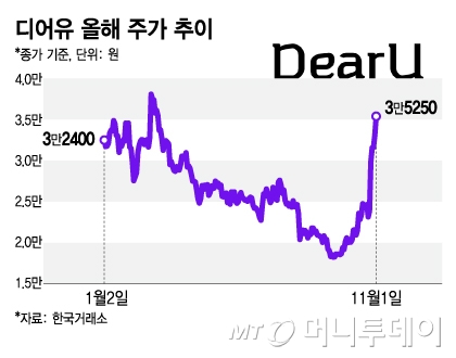 디어유 올해 주가 추이/그래픽=김지영 기자