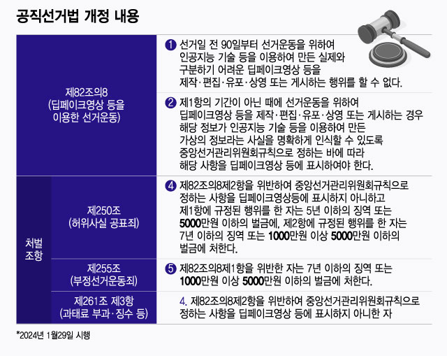 현행 공직선거법 개정 내용. /시각물=윤선정 디자인기자.