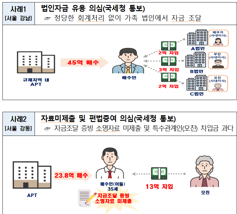 서울지역 주택거래 불법행위 의심 주요 사례. /사진제공=국토부