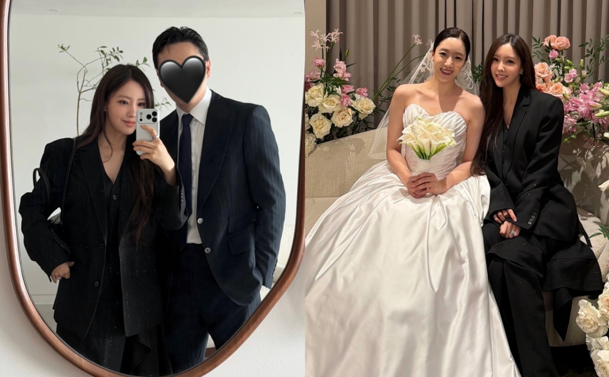 <b>효민</b>, '금융맨' 남편과 <b>함은정 결혼식</b> <b>참석</b>…"혼자가 아닌 둘이서"