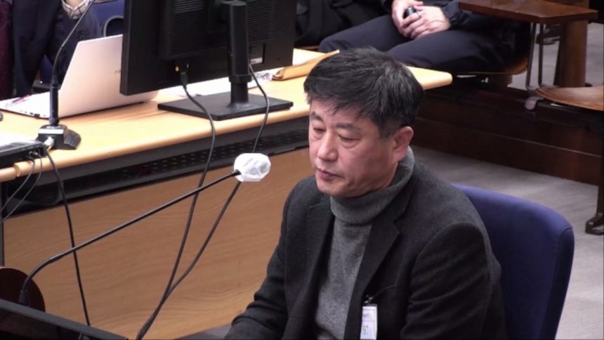 노상원 전 정보사령관이 지난 8일 서울중앙지방법원에서 열린 윤석열 전 대통령 재판에 출석해 대부분의 질문에 증언을 거부했다./사진 제공=서울중앙지방법원