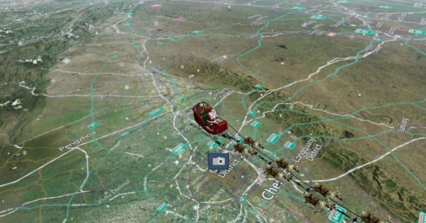 산타클로스가 썰매를 타고 우리나라 밤하늘을 날아가는 영상이 공개돼 화제다./사진=NORAD Tracks Santa 웹사이트 