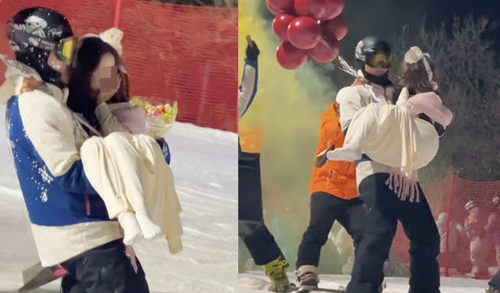 "남자 스키강사 품에 안겨 활강" 100만원 내고 열광?...줄줄이 인증샷