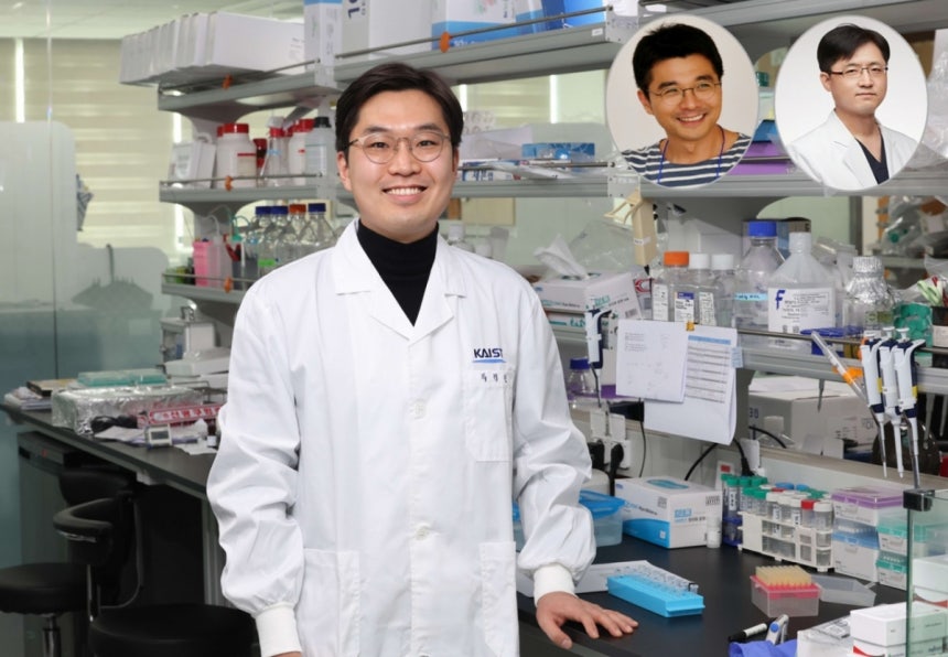  이번 논문의 단독1저자인 박정원 카이스트 의과학대학원 박사 (지도교수 이정호).(오른쪽 상단 원형 사진 왼쪽부터) 이정호 카이스트 의과학대학원 교수,<a href=