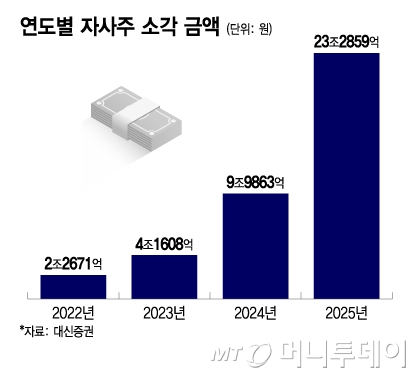 연도별 자사주 소각 금액/그래픽=이지혜