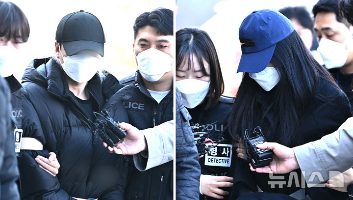 세 살 딸을 학대해 숨지게 한 뒤 범행을 은폐한 30대 친모와 시신을 유기한 공범이 구속 상태로 검찰에 넘겨졌다.사진은 30대 친모 A씨(사진 오른쪽)와 시신 유기를 도운 30대 B씨가 구속 전 피의자 심문(영장실