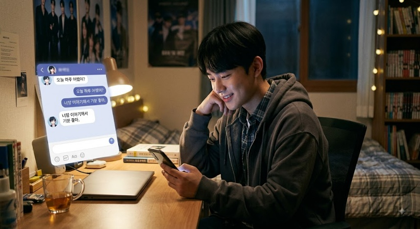 AI 채팅 앱과 대화하고 있는 청소년의 이미지./이미지=구글 제미나이로 형성