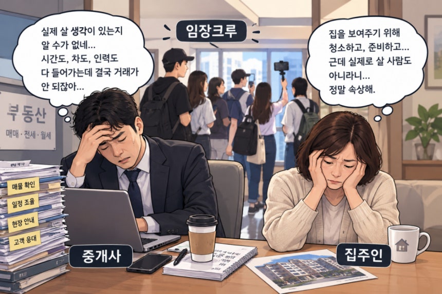 구매 의사 없이 공부나 콘텐츠 제작 목적으로 집을 보러 다니는 임장크루 이미지. /사진=챗GPT