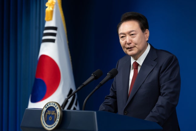  President Yoon Suk-yeol is holding a press conference at the briefing room of the Blue House in Yongsan, Seoul on the morning of the 9th to mark the 2nd anniversary of his inauguration. 2024.5.9 [Provided by the Blue House]