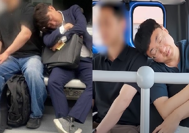 ‘지하철서 쿨쿨 패러디’…버스서 졸고 있는 <b>충주맨</b> 본 <b>이준석</b>의 한마디