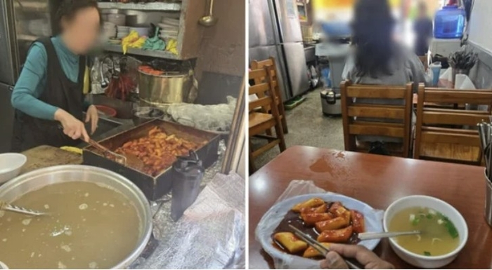  한국을 방문한 외국인이‘물물교환’을 경험한 서울의 한 떡볶이집 [사진 = 엑스 갈무리]