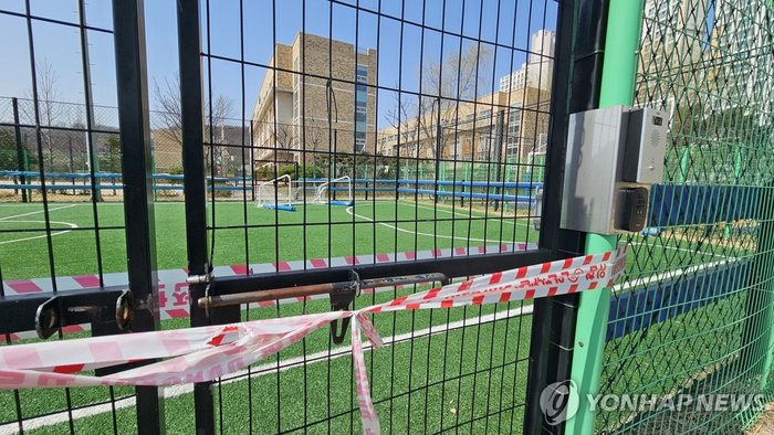 A futsal field in Sejong City where a fatal accident occurred in March due to a falling soccer goalpost. Not directly related to this article. [Yonhap News]