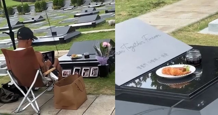 故 서희원 묘 지키는 구준엽. 사진|웨이보