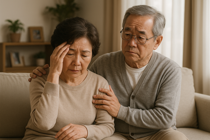 알츠하이머 증상을 겪는 고령 부부의 모습. 사진=챗GPT