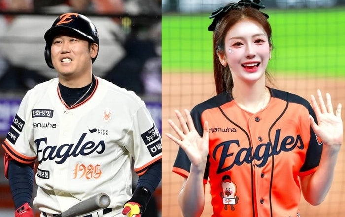 경기중 기쁜 소식 전했다…<b>한화 이글스</b> 하주석, 4살 연상 치어리더와 1...