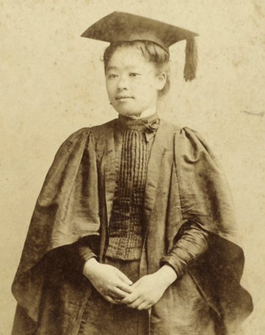 1890년 미국 브린마 칼리지에 재학중이던 쓰다 우메코의 모습.