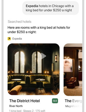 챗GPT에서 질문만으로 호텔 예약 플랫폼 '익스피디아'에서 객실을 예약하는 모습. 오픈AI
