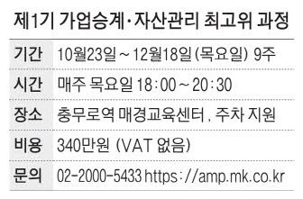 자산관리와 가업승계, 매경 - 화우 1기 최고경영자과정 개설