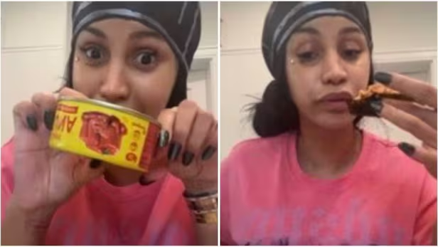 고추참치 먹방을 선보이는 미국 래퍼 카디비.  <인스타그램 캡처>