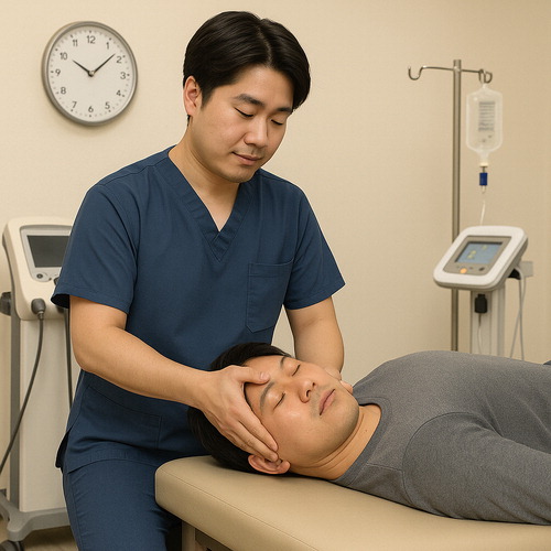 도수치료를 테마로 생성형 AI가 만든 사진.