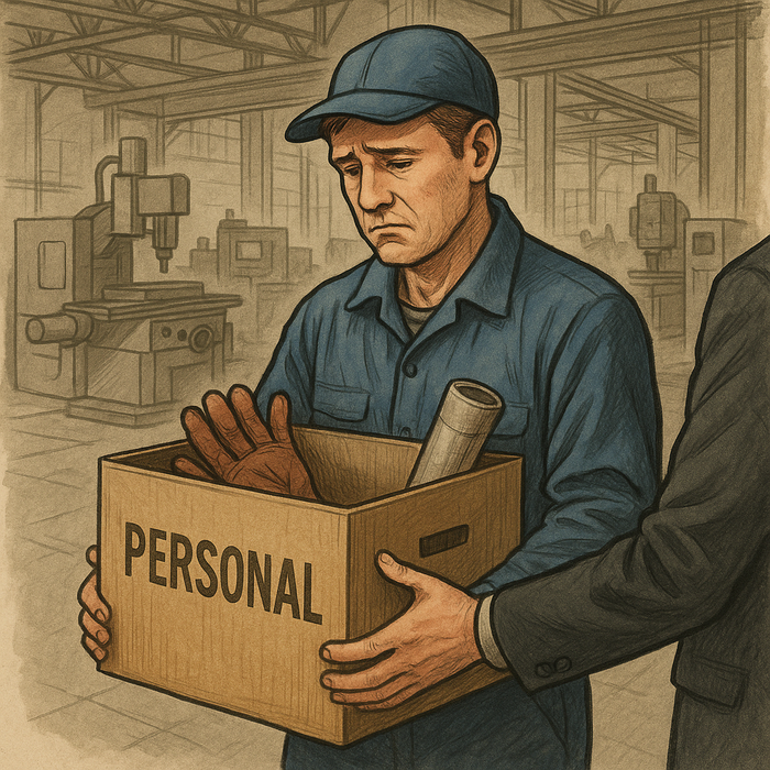 제조업 근로자가 실직하는 모습 <챗GPT 그림>