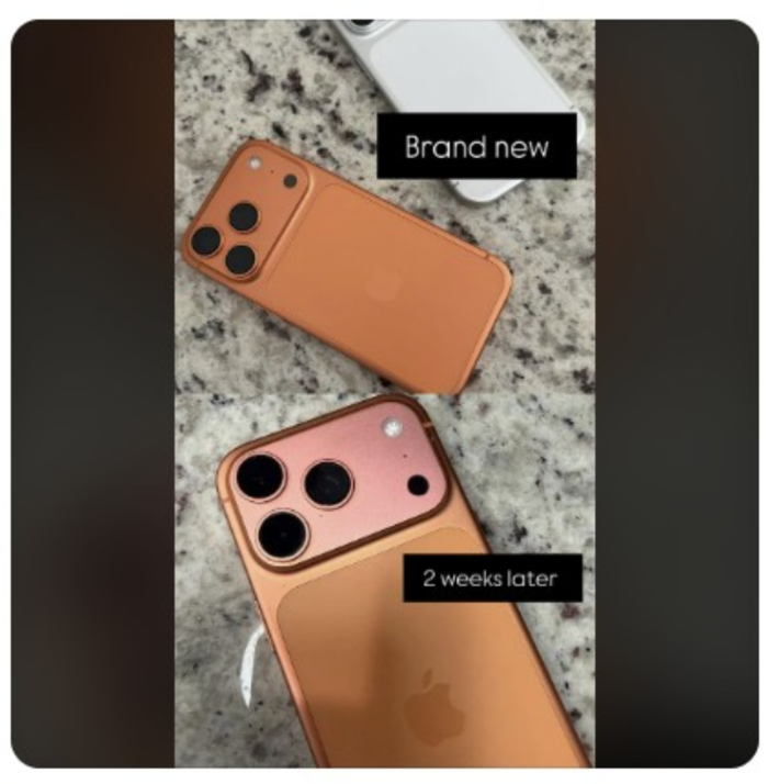  변색된 아이폰 17 프로 사진.[사진=레딧 캡처]