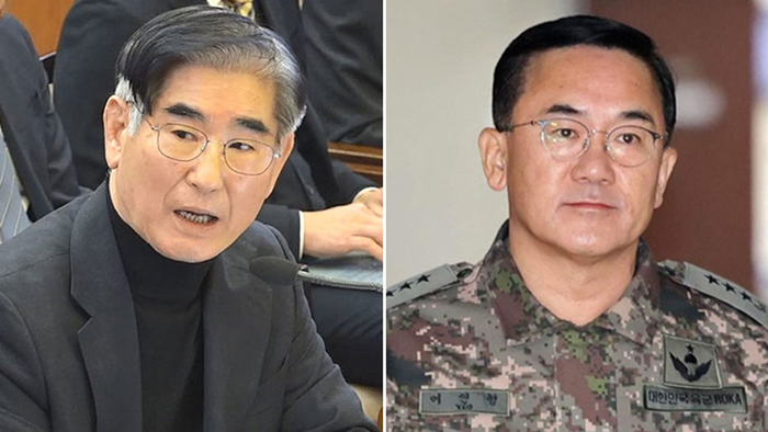  김용현 전 국방부 장관(왼쪽)과 여인형 전 국군방첩사령관.[연합뉴스]