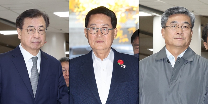  (왼쪽부터) 서훈 전 청와대 국가안보실장,박지원 전 국가정보원장,서욱 전 국방부 장관 [연합뉴스]