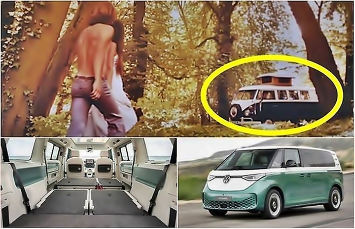  히피들이 사랑한 폭스바겐 불리(위)와 후손인 ID.버즈 [사진출처=매경DB,폭스바겐/ 편집=최기성 매경 디지털뉴스룸 기자]