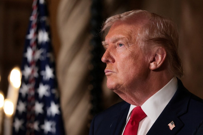 지난달 22일 열린 미국 해군의 '골든 플릿(Golden Fleet)' 행사에 참석한 도널드 트럼프 미국 대통령.로이터연합뉴스 