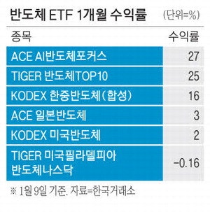 글로벌 반도체 ETF '극과극' 수익률