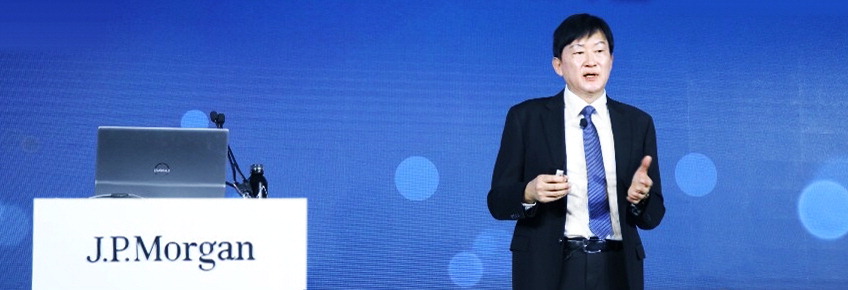 존 림 삼성바이오로직스 대표가 13일(현지시간) 미국 샌프란시스코에서 열린 JP모건 헬스케어 콘퍼런스에서 발표하고 있다.삼성바이오로직스