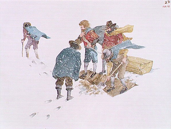 “정말 사람이 끊임없이 죽어가는구나.” 대설을 맞아 눈에 사람을 묻는 제임스타운의 사람들.