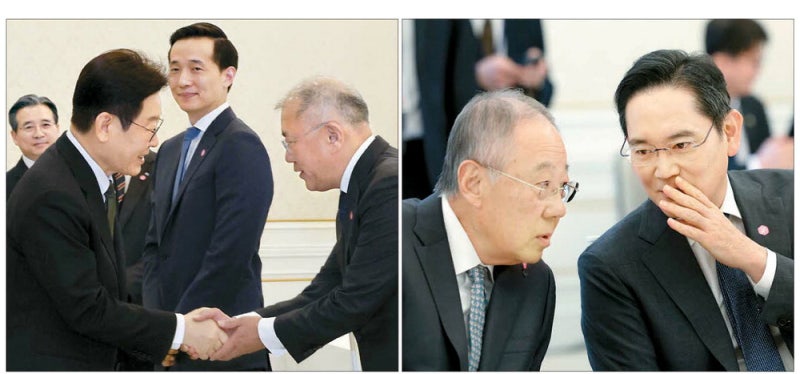 李대통령 "5천피 여러분 덕"…이재용 "호실적에 채용 여력 생겨"