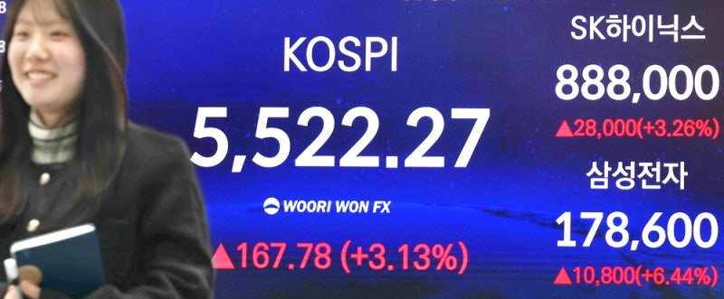 [포토] 반도체 '투톱' 힘입어 단숨에 5500피