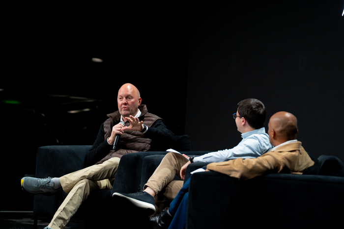  안드리슨 호로위츠(a16z)의 공동 창업자 마크 안드리슨이 지난달 31일(현지시간) 미국 캘리포니아주 서니베일에서 열린‘어플라이드 인튜이션 피지컬 AI 데이’에 참석해 발언하고 있다.[사진=어플라이드 인튜이션]