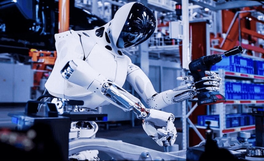 휴머노이드 로봇의 전장 배선 작업을 AI로 가상 구현한 이미지.  경남도