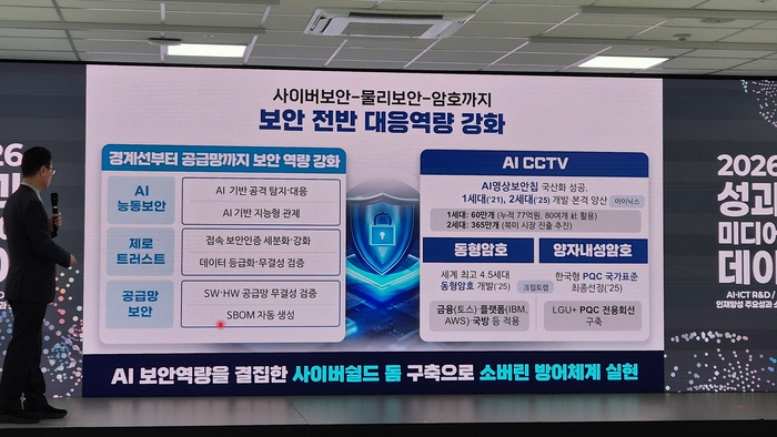 홍진배 정보통신기획평가원장이 17일 서울 마포구 AI·SW마에스트로 연수센터에서 열린 ‘2026 성과 미디어 데이’에서 발표를 하고 있다. <사진=고민서 기자>