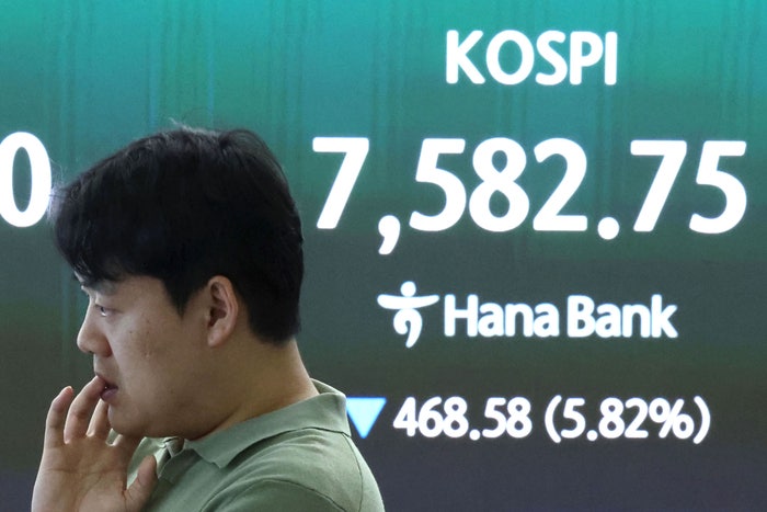 [속보] <b>코스피</b>, <b>8%</b>대 <b>급락</b>에 서킷브레이커 발동