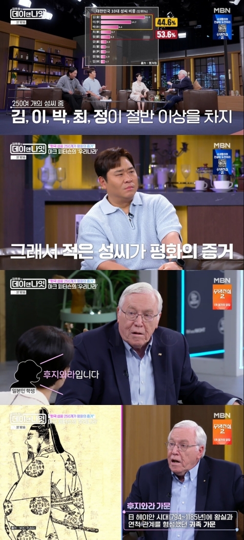 “평화롭기 때문” <b>마크 피터슨</b> 韓 성씨 250개뿐인 이유 강조 (‘데이앤...