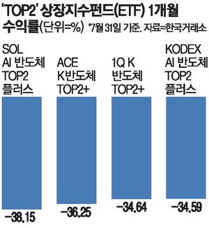 '개미 최애' 반도체 톱2 ETF , 한달간 30%대 하락