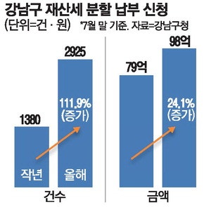 "재산세 한 번에 못내" 강남 분할납부 2배로