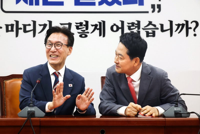 [포토] 與김민석·野장동혁 첫 '상견례'