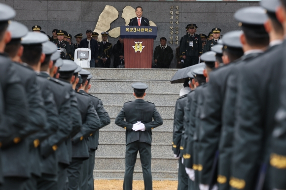 지난 2월 29일 경북 영천시 육군3사관학교에서 제59기 졸업 및 임관식이 열리고 있다. 연합뉴스