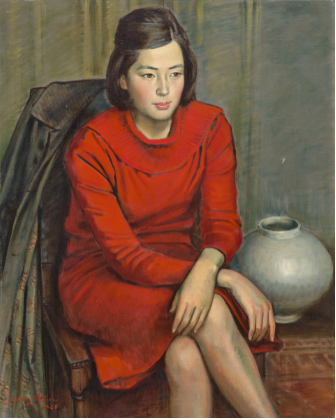 김인승의 ‘붉은 원피스의 여인’, 1965, 캔버스에 유화 물감, 91×74cm, 이건희컬렉션